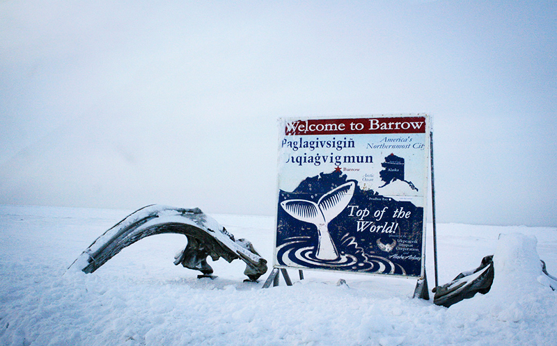העיר בארו, אלסקה. 90% מהשנה העיר נמצאת מתחת לאפס מעלות