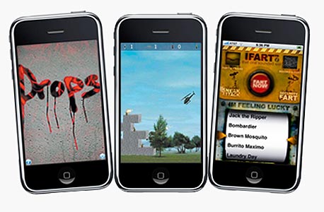 הצלחת האייפון הביאה את האפליקציות לחיינו, לטוב ולרע,  צילומי מסך:  iFart, iFog, chopper