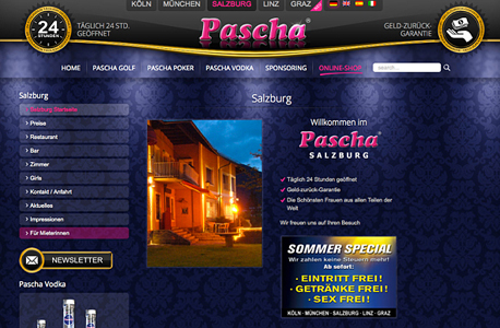 אתר האינטרנט של בית הבושת "פאשה" בזלצבורג