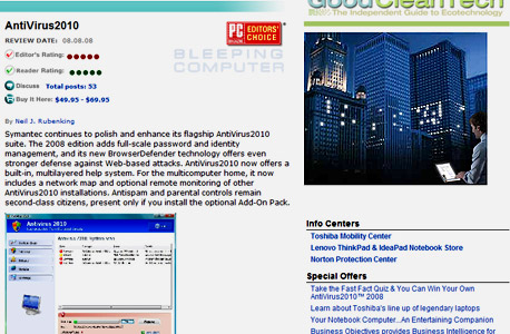 סקירה מזויפת על תוכנת האנטי-וירוס המזיקה, צילום מסך: bleepingcomputer.com