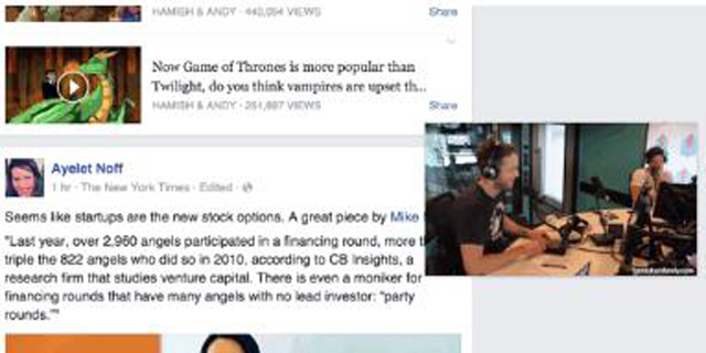 פייסבוק בוחנת חלונות וידאו שירחפו לכם מעל לפיד