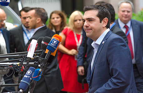 ראש ממשלת יוון אלכסיס ציפרס נואם בבריסל אחרי השגת ההסכם 