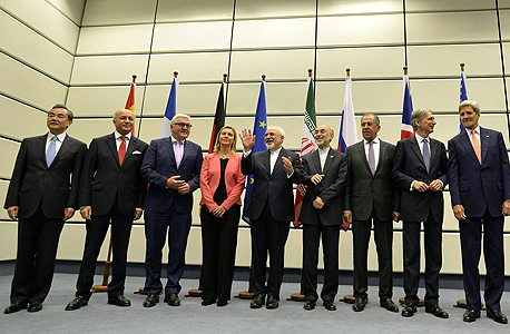 U.S., EU and Iranian officials at the announcement of the Iran nuclear deal. Photo: EPA