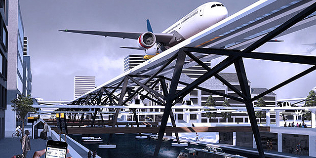 שדה התעופה העתידי: מסלולי מטוסים מעל לכבישי העיר