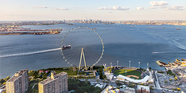 הגלגל הענק המתוכנן בניו יורק. נוף פנורמי של העיר, צילום: perkins eastman