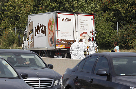 משאית באוסטריה שבה נמצאו מתים 50 מהגרים, צילום: איי אף פי