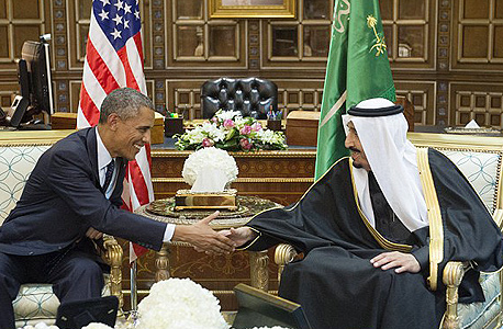 מלך סעודיה סלמן עם נשיא ארה"ב ברק אובמה
