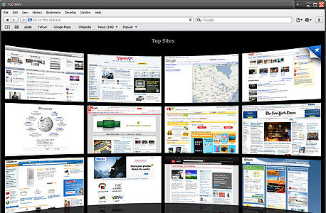 Top Sites בספארי 4, צילום מסך: Safari 4 Beta