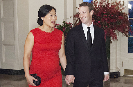 מארק צוקרברג ופריסילה צ'ן כשהייתה בהריון, בארוחה עם נשיא סין בבית הלבן