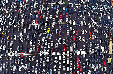 A typical traffic jam in Beijing