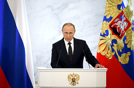 נשיא רוסיה ולדימיר פוטין בנאומו לאומה 3.12.15 , צילום: רויטרס