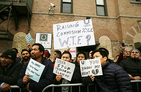 הפגנה של נהגי אובר בניו יורק, צילום: איי אף פי