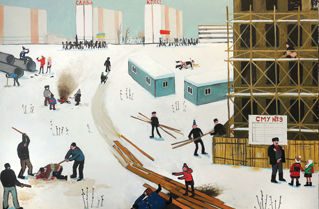 "1991, אוקראינה". "הציור הזה הוא המפתח לתערוכה, על כל הזוועות שלפני ואחרי ההגירה"
