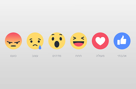כפתורי תגובה פייסבוק Reactions בעברית 