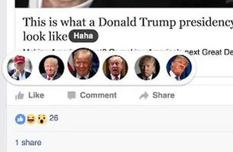 דונלנד טראמפ פייסבוק reactions, צילום: גוגל כרום