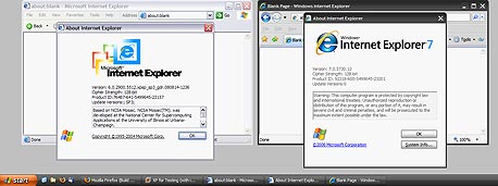 וירטואליזציה: אינטרנט אקספלורר 6 ו-7 פועלים זה לצד זה באותו מחשב