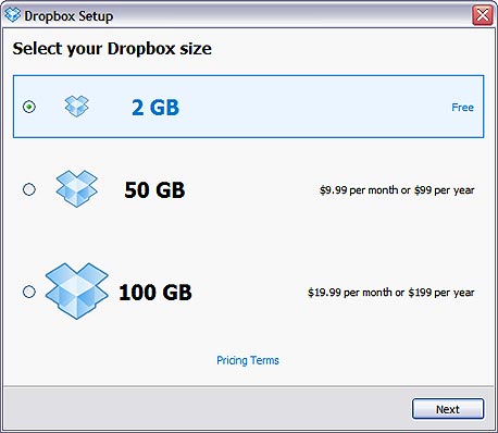 חבילות האחסון שמציעה Dropbox