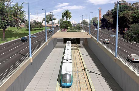 הדמיה של פרויקט הרכבת הקלה בתל אביב