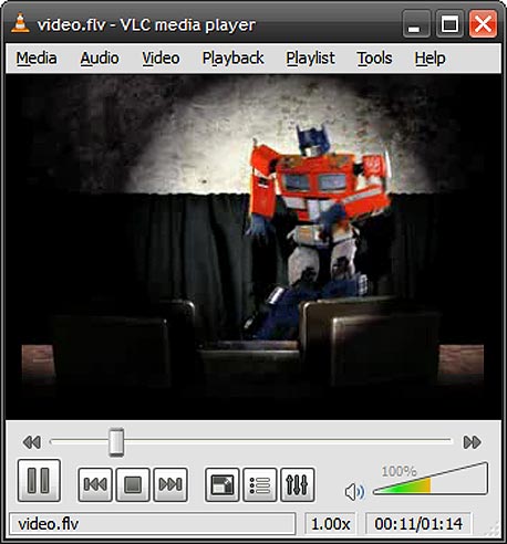 קובץ FLV מיוטיוב בנגן VLC, צילום מסך