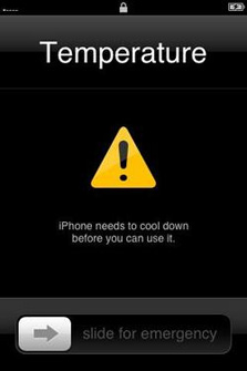 אזהרת טמפרטורה באייפון