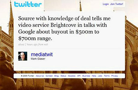 ההודעה בטוויטר של גלייזר על רכישת ברייטקוב על ידי גוגל, צילום מסך: twitter.com