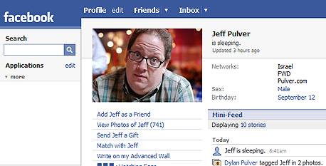 הכרטיס האישי של ג'ף פולבר בפייסבוק