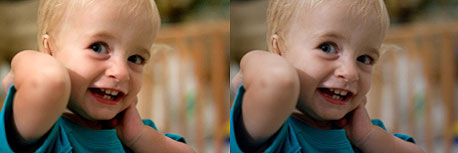 לפני (מימין) ואחרי עם PicTreat , צילום מסך