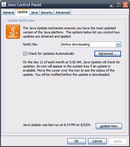 עדכונים אוטומטיים בג'אווה עדכונים אוטומטיים בג'אווה