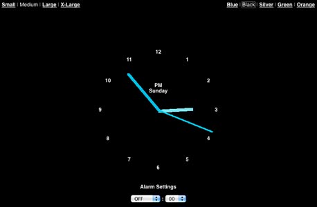 השעון המעורר האנלוגי של OnlineClock , צילום מסך