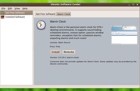 התקנת Alarm Clock עם מרכז התוכנות של אובונטו