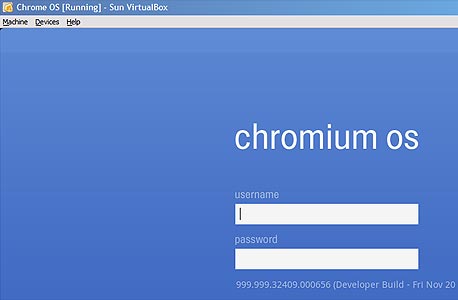 חלון הכניסה של Chrome OS. פרטי ההתחברות הם פרטי החשבון שלכם בגוגל 