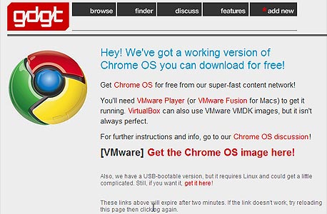 הורדת Chrome OS באתר gdgt 