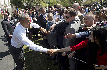 נשיא ארה"ב ברק אובמה באירוע ספורט של נכי צבא ארה"ב, צילום: איי אף פי