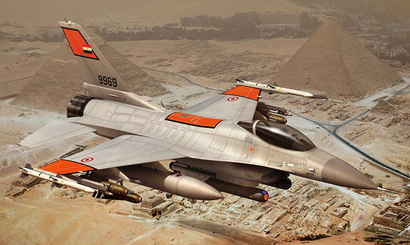 מטוס F-16 בשימוש חיל האוויר המצרי. אחד הצבאות הוותיקים במזרח התיכון הזוכה לסיוע מצד ארה"ב, צילום: arabic-military