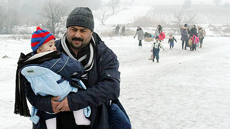 פליטים סורים בגבול נורבגיה - רוסיה, צילום: אי פי איי