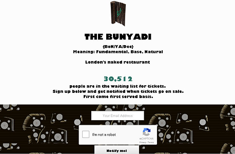 דף הבית של מסעדת בוניאדי. מעל 30 אלף ברשימת ההמתנה, צילום מסך: Bunyadi