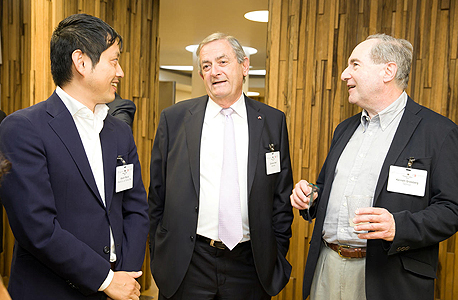 Kenneth Grossberg (left) Elchanan Harel and Atsushi Mizuno. Photo: Orel Cohen 