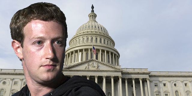 מייסד פייסבוק מארק צוקרברג, על רקע הסנאט. זומן להעיד, צילום: בלומברג ואי פי איי