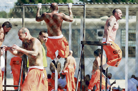 אסירים מתעמלים בכלא, צילום: רויטרס