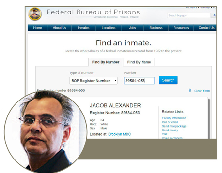 קובי אלכסנדר והעמוד שלו באתר שירות בתי הסוהר הפדראלי 