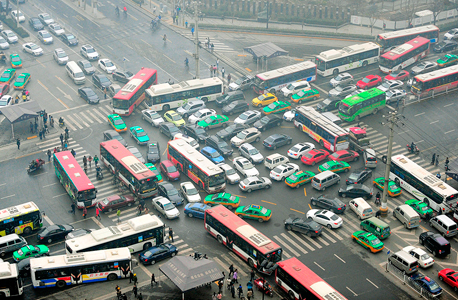 A traffic jam in China