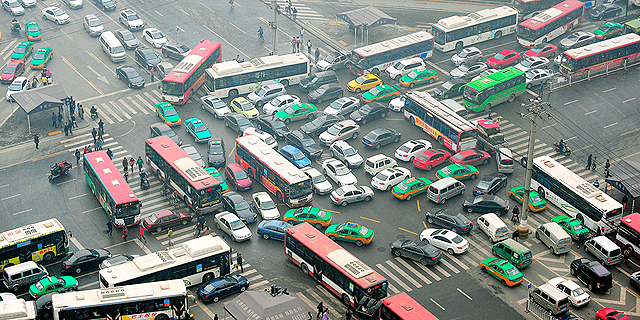 A traffic jam in China