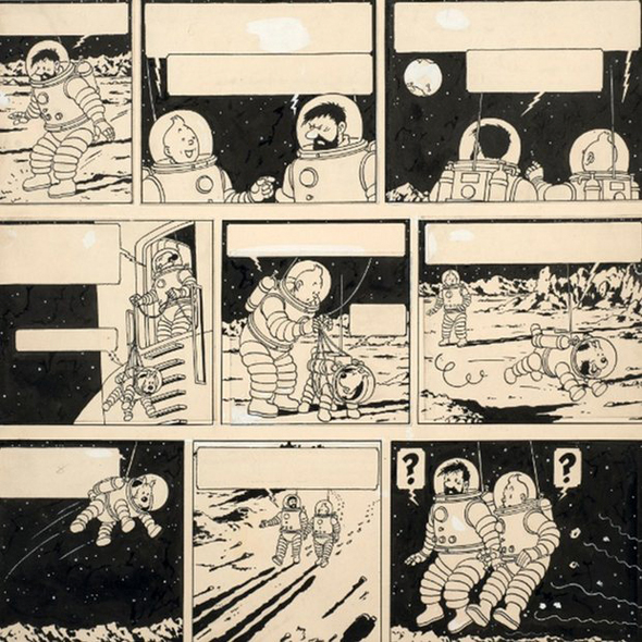 האיור שנמכר ב-1.55 יורו. מחיר יוצא מהכלל ליצירה יוצאת מהכלל, צילום: Hergé/Moulinsart