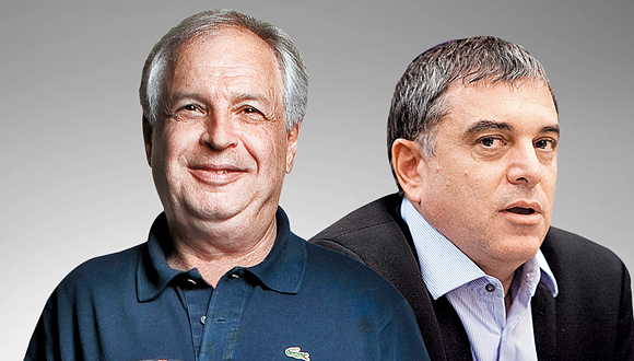 מימין: מנכ"ל משרד התקשורת שלמה פילבר, ובעל השליטה בבזק, שאול אלוביץ