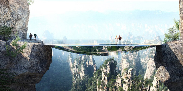 ללכת על העננים: גשר זכוכית &quot;בלתי נראה&quot; ייבנה בסין 