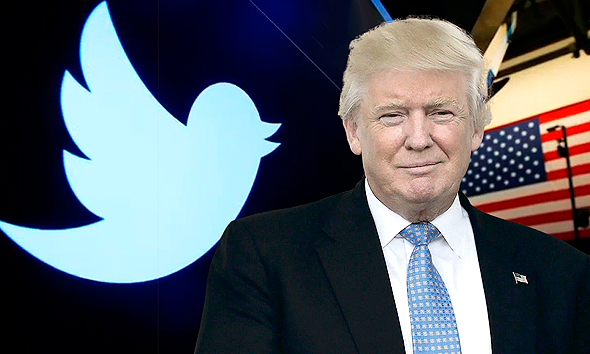 טראמפ על רקע לוגו טוויטר