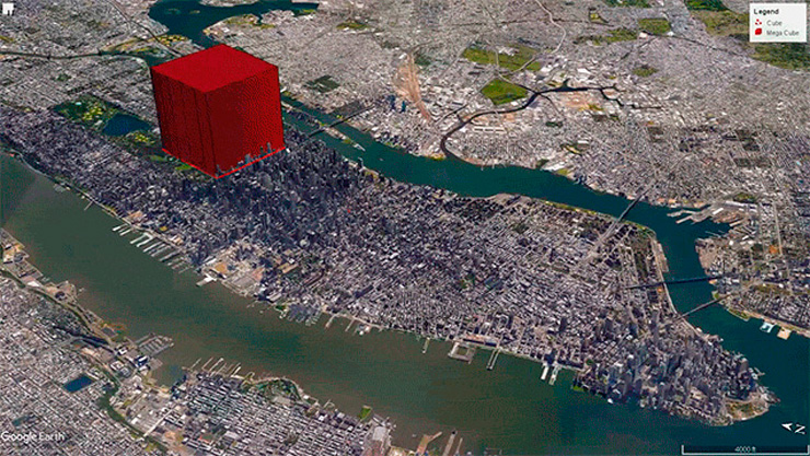 הדמיית הבניין שיכול להכיל את כל אוכלוסיית העולם, מנהטן, ניו יורק, ארה"ב