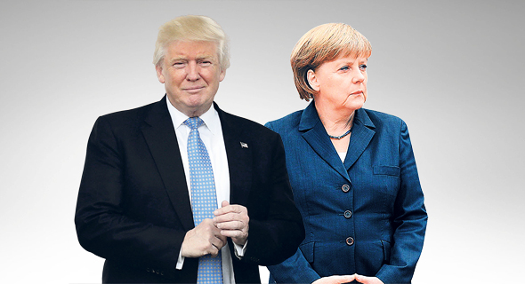 מימין קנצלרית גרמניה אגלה מרקל ונשיא ארה"ב דונלד טראמפ, צילום: Sipa USA, רויטרס