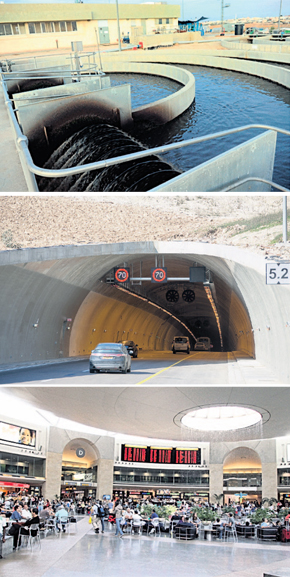 כמה מהפרויקטים של מנרב: טרמינל 3 בנתב"ג, המנהרות לירושלים, ומתקן טיהור השפכים בבאר שבע