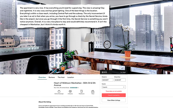 המודעה שפורסמה באתר Airbnb, צילום מסך: airbnb